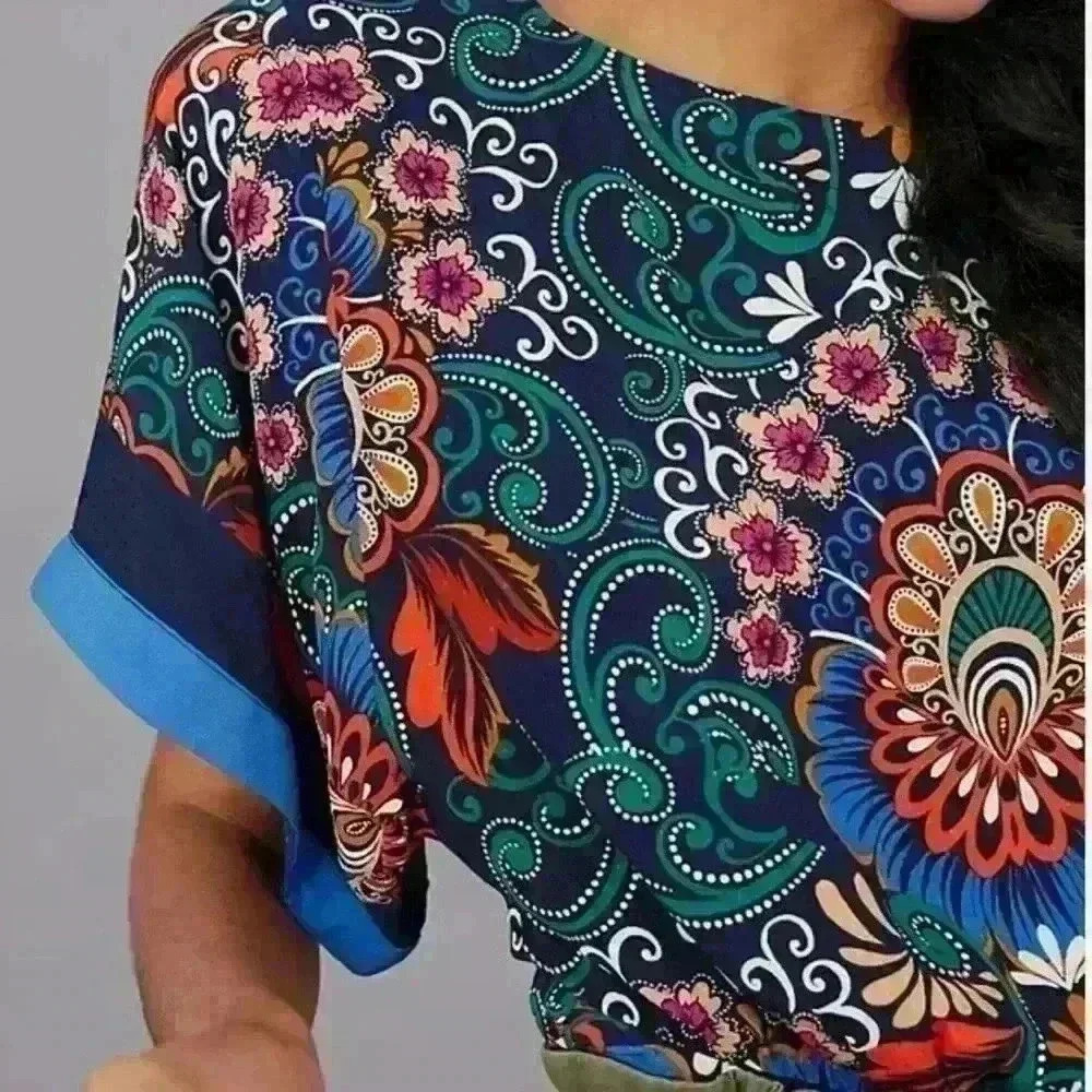 Anthropologie Multicolor Floral-Print Short Sleeve Top - Picture 4 of 9